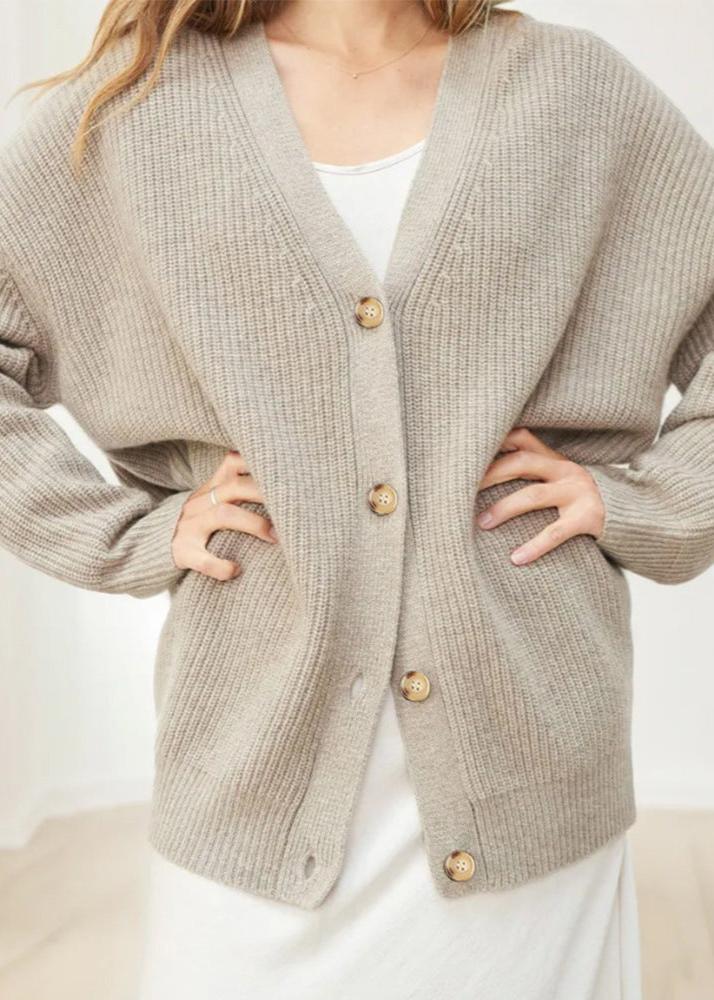 Cozy Beige Cardigan Sweater - Relaxed Style