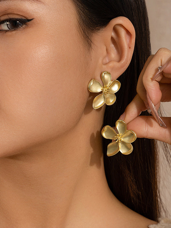 Flower Shape Tasseled Drop Earrings