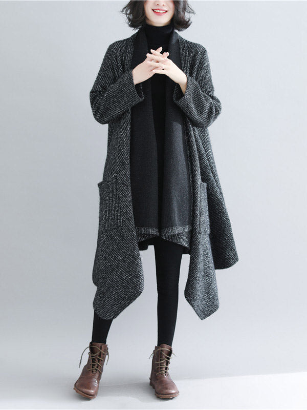 Thicken Gray Long Sleeve Coat Outerwear