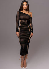 Obsidian Sheer Asymmetrical Midi Dress