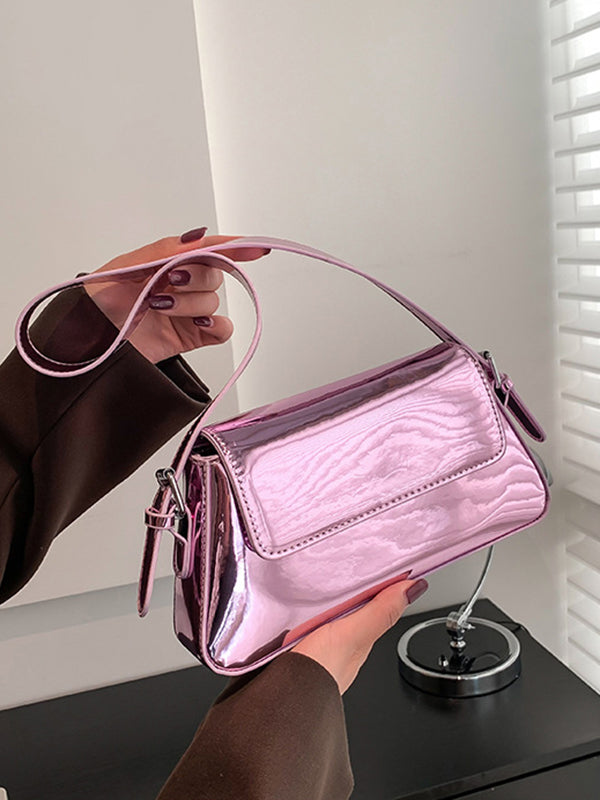 Geometric Solid Color Zipper Bags Handbags