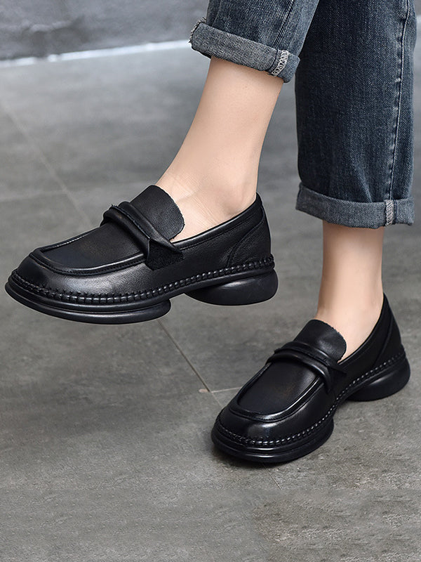 Round-Toe Solid Color Square-Toe Shoes