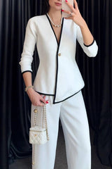 Fashion Contrast V-Neck Jacket