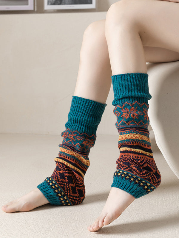 Casual Wool Keep Warm Printed Leg Warmers Accessories