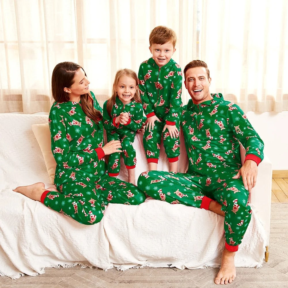 Multicolor Holiday Hooded Family Matching Onesies Pajamas