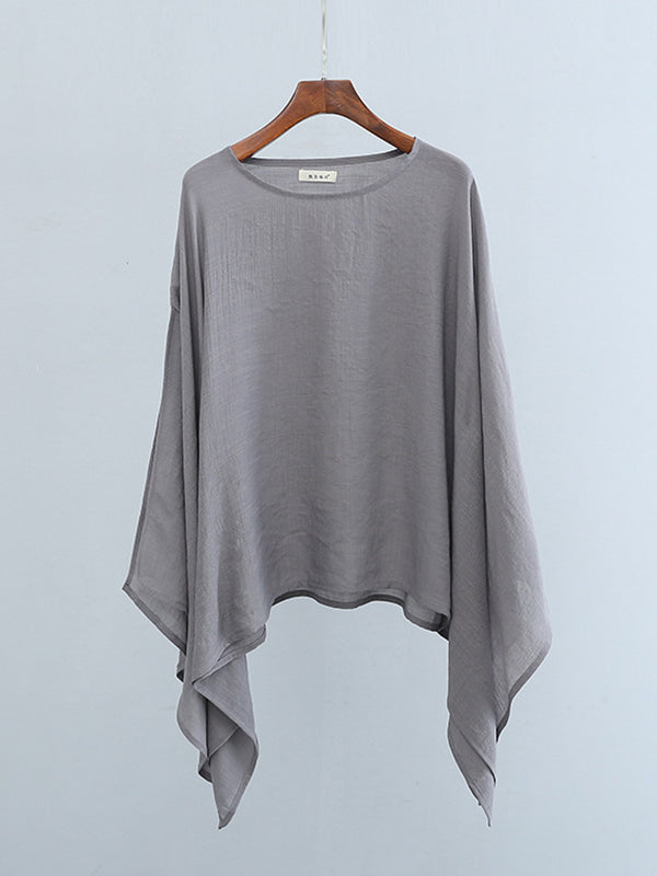 Original Irregular Loose Solid Color Tencel T-Shirt Top