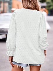 Jacquard T-shirt V-neck Loose Long Sleeve Long Sleeve Tops