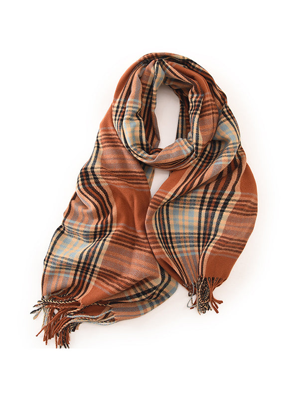 Keep Warm Plaid Tasseled Shawl&Scarf