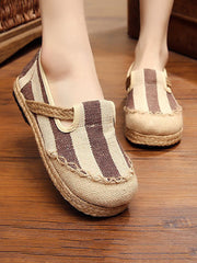 Striped Canvas Shoes Flat Shoes