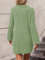 Anastasia Cotton Blend Knit Sweater Dress - Green