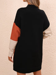 Cindy Color Block Mini Sweater Dress - Orange