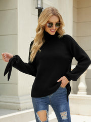 ZERUAH TURTLE NECK KNIT SWEATER - BLACK