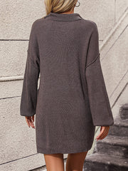 Anastasia Cotton Blend Knit Sweater Dress - Grey