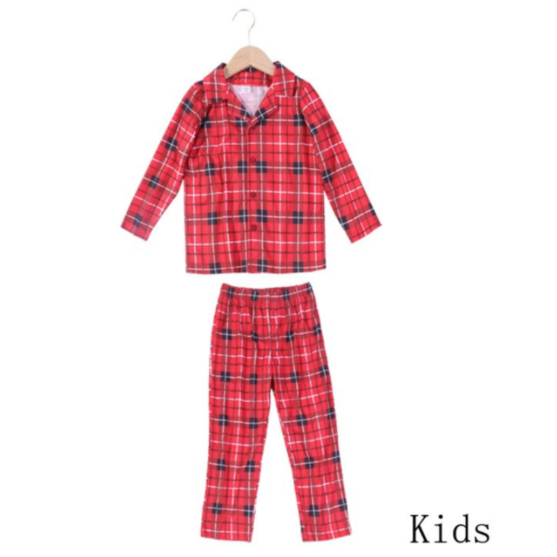 Christmas red checked printed shirt parent-child suit (with Pet Dog Clothes)