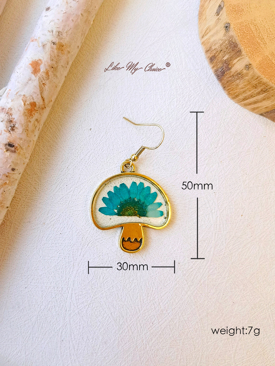 Natural Dried Flower Daisy Mushroom Earring