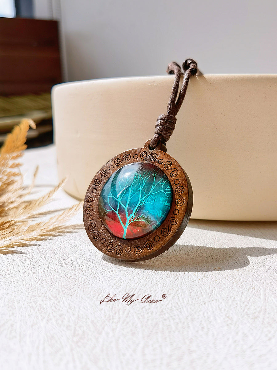 LikeMyChoice? Tree of Life Art Glass Tile Pendant Necklace