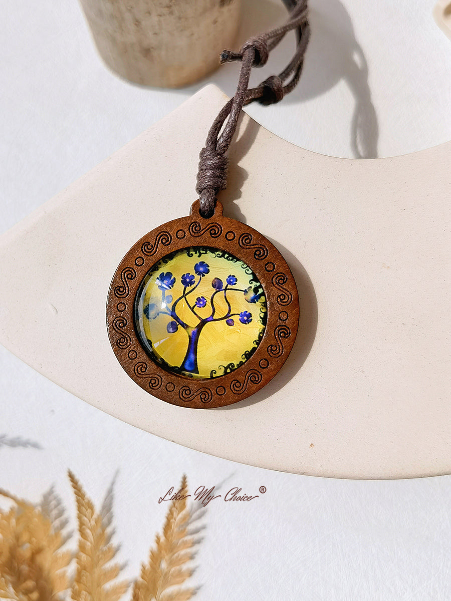 LikeMyChoice? Tree of Life Art Glass Tile Pendant Necklace