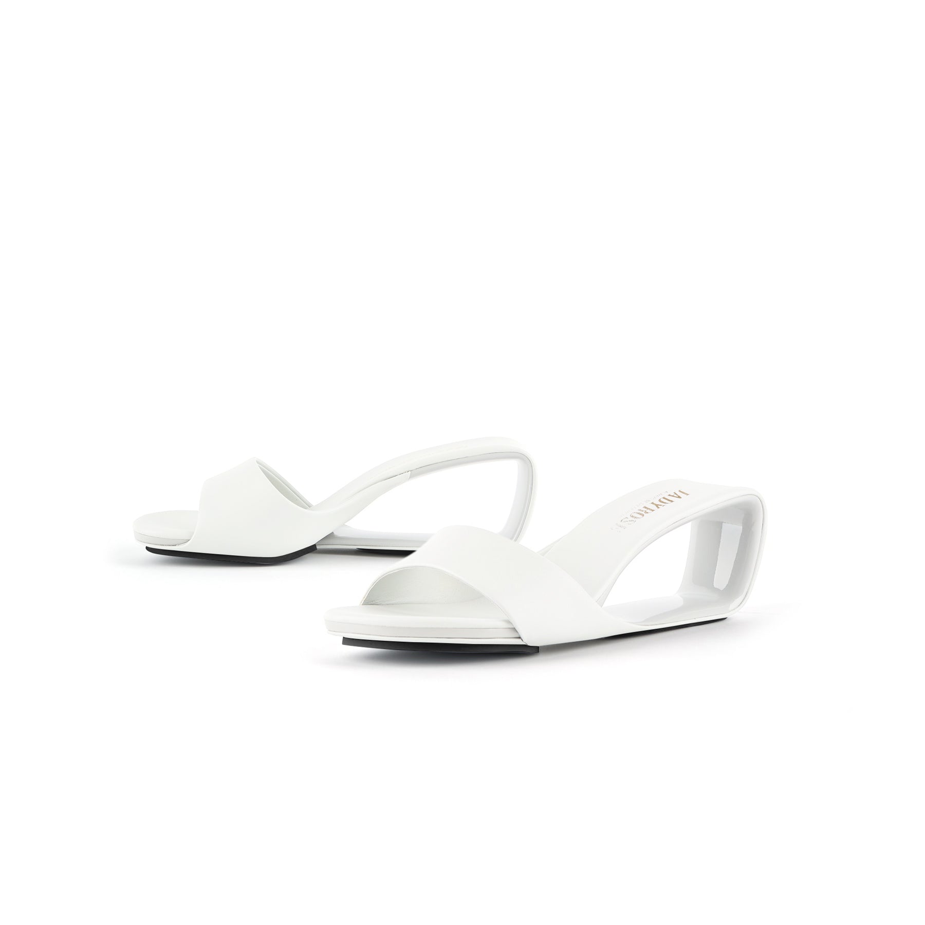 JADY ROSE | MADEMOISELLE BELLE LEATHER WEDGE SLIDE - WHITE