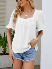 Square Neck Puff Sleeve Top Blouse