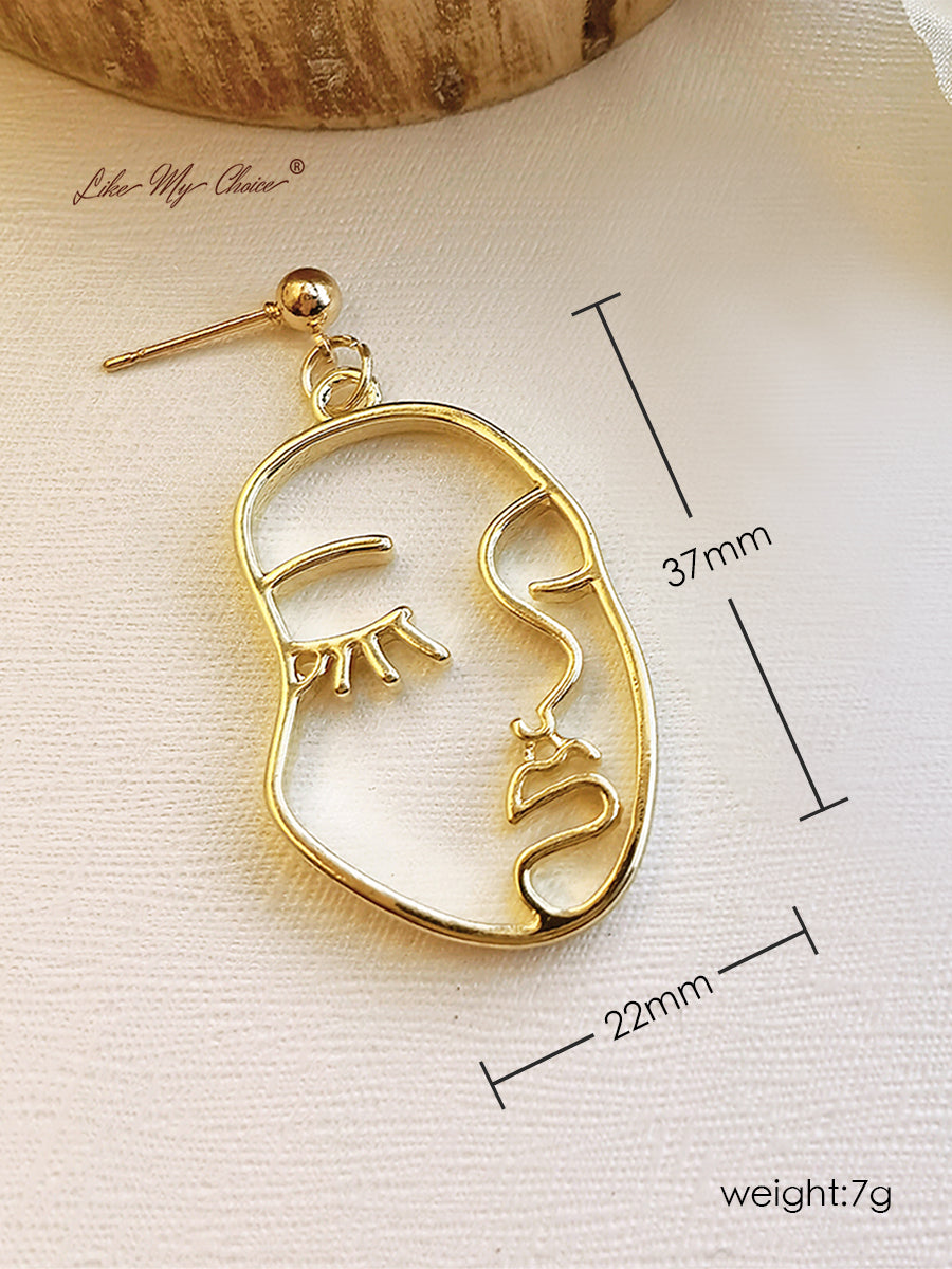 Abstract Human Face Modern Dangle Earrings