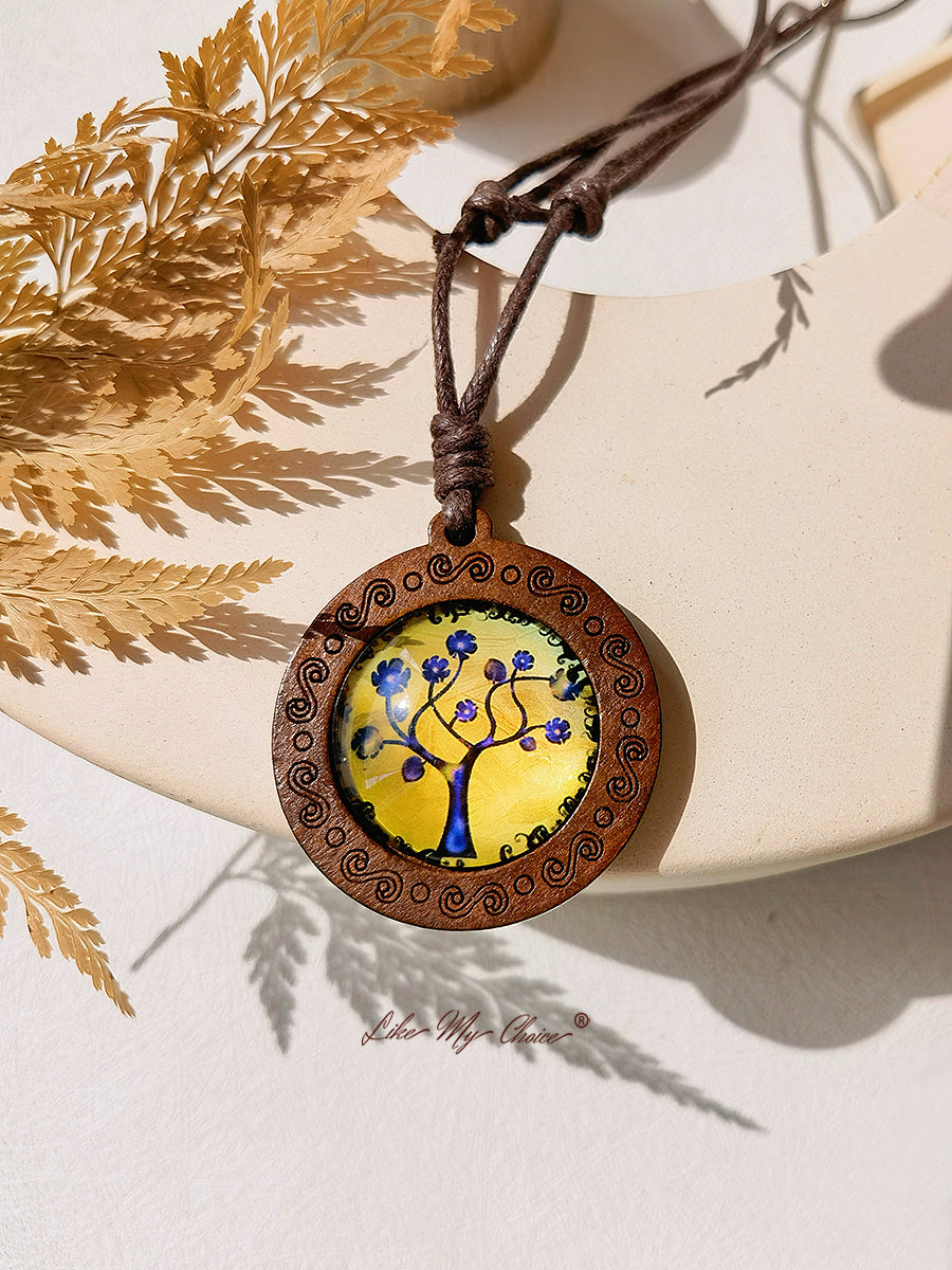 LikeMyChoice? Tree of Life Art Glass Tile Pendant Necklace