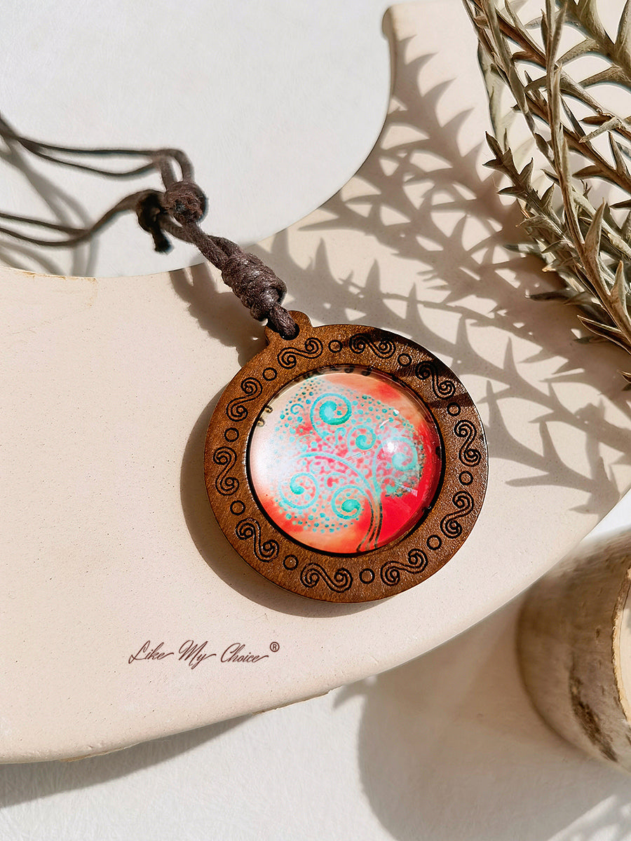 LikeMyChoice? Tree of Life Art Glass Tile Pendant Necklace