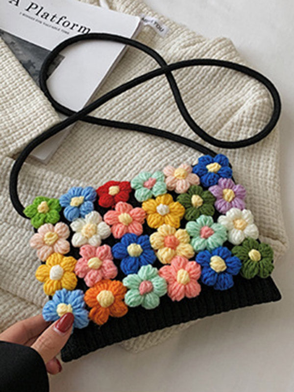 Flower Print Knitted Flower Bags Crossbody Bags