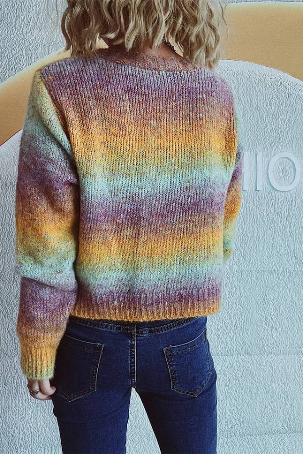 Rainbow Candy Color Sweater Jacket