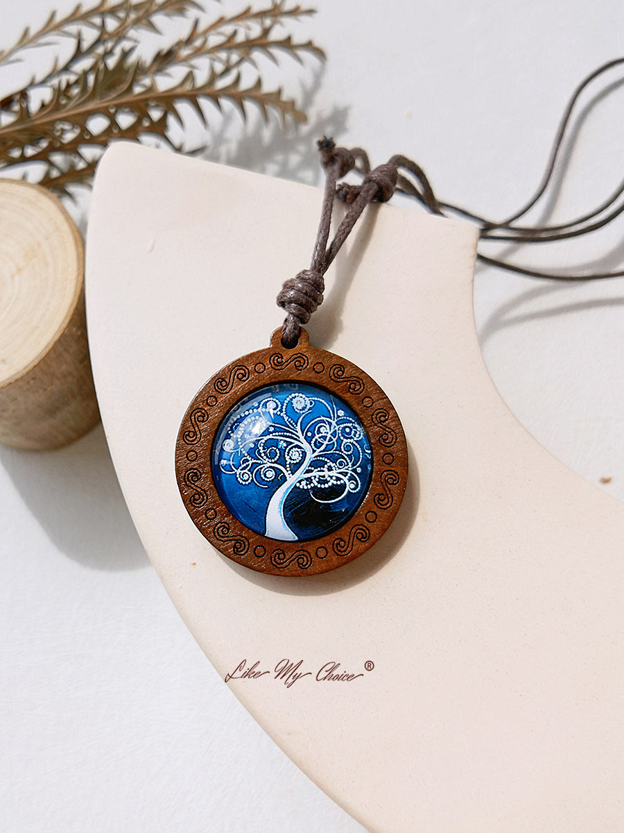 LikeMyChoice? Tree of Life Art Glass Tile Pendant Necklace