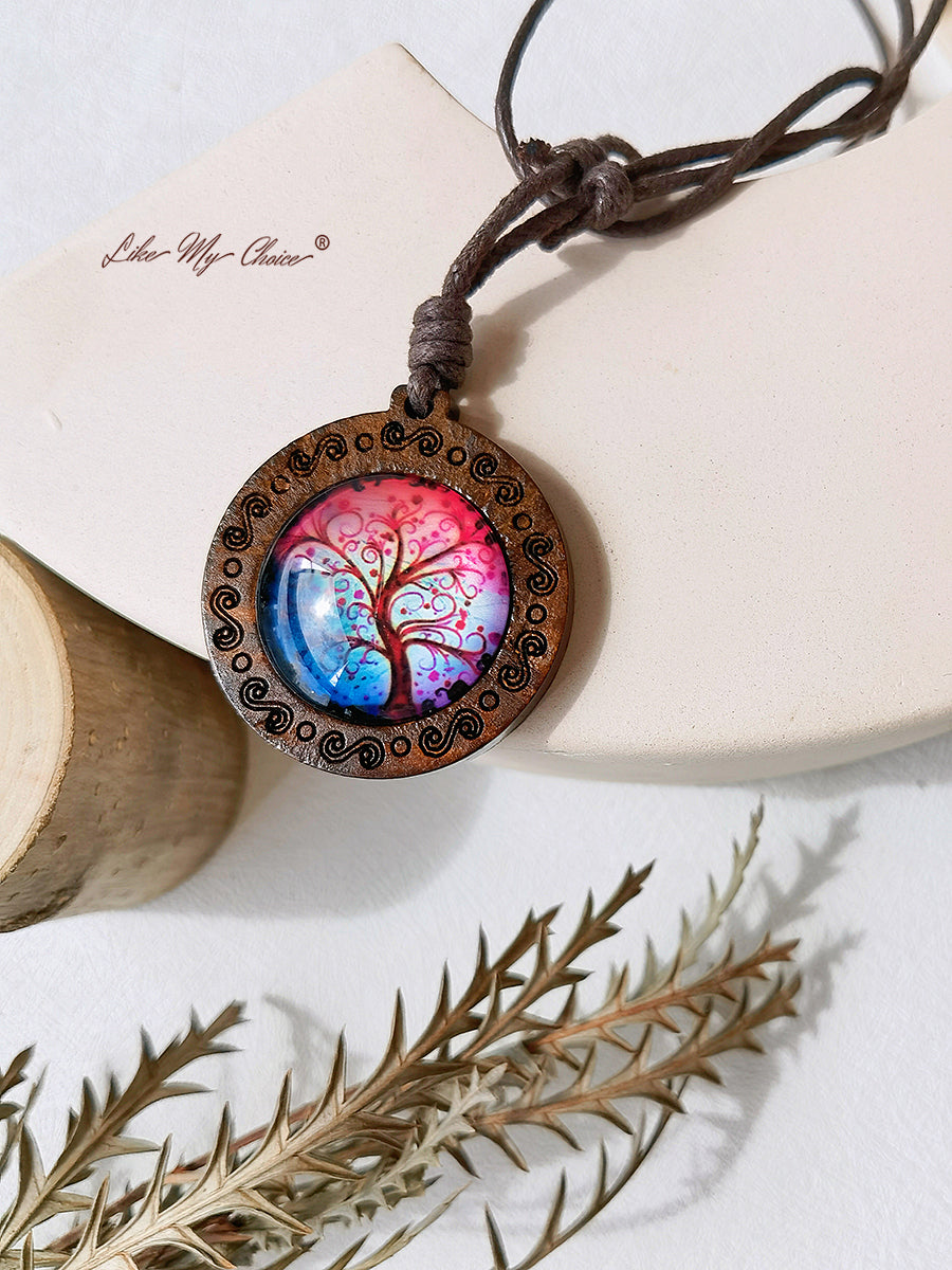 LikeMyChoice? Tree of Life Art Glass Tile Pendant Necklace