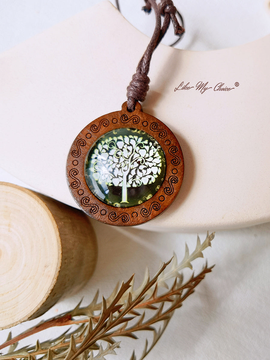 LikeMyChoice? Tree of Life Art Glass Tile Pendant Necklace