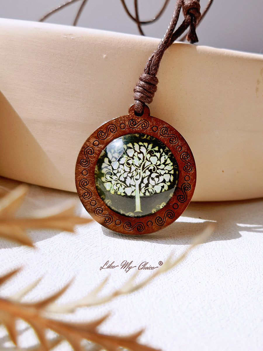 LikeMyChoice? Tree of Life Art Glass Tile Pendant Necklace