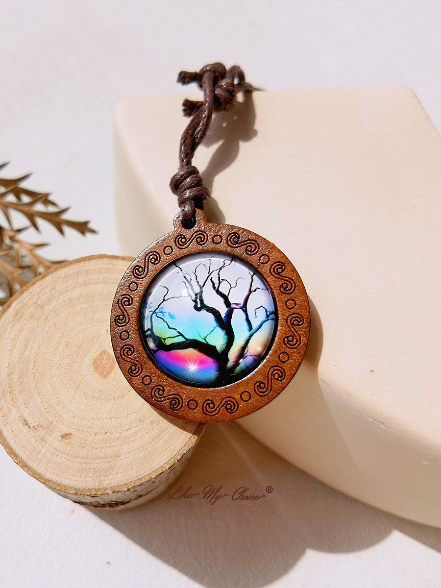 LikeMyChoice? Tree of Life Art Glass Tile Pendant Necklace