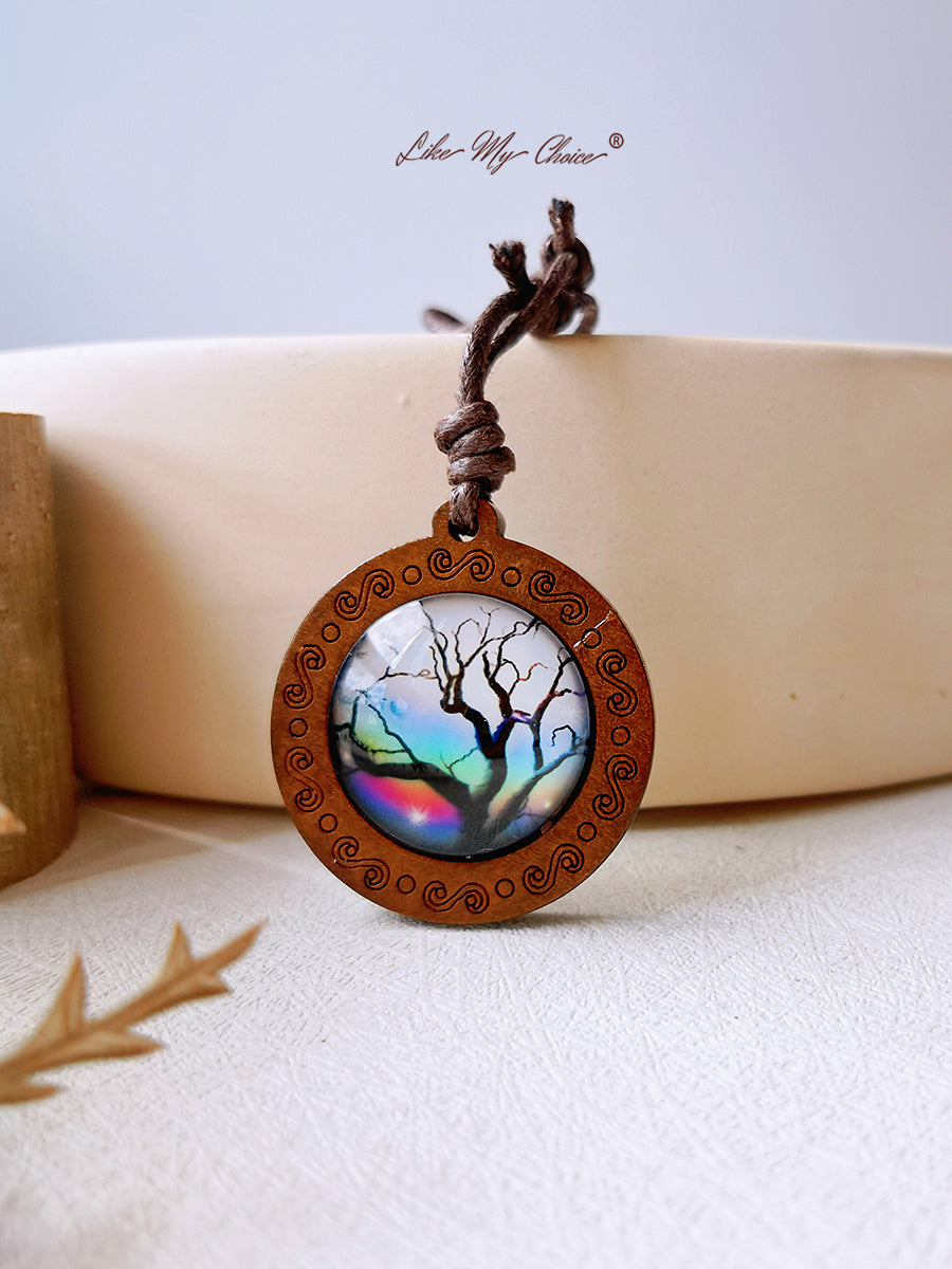 LikeMyChoice? Tree of Life Art Glass Tile Pendant Necklace