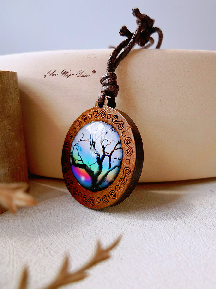 LikeMyChoice? Tree of Life Art Glass Tile Pendant Necklace