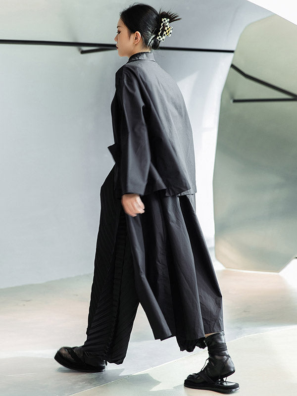 Loose Split-Joint Black False Two Trench Coat