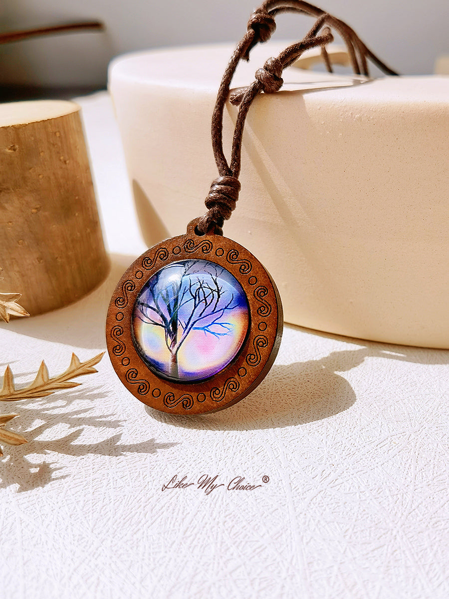 LikeMyChoice? Tree of Life Art Glass Tile Pendant Necklace