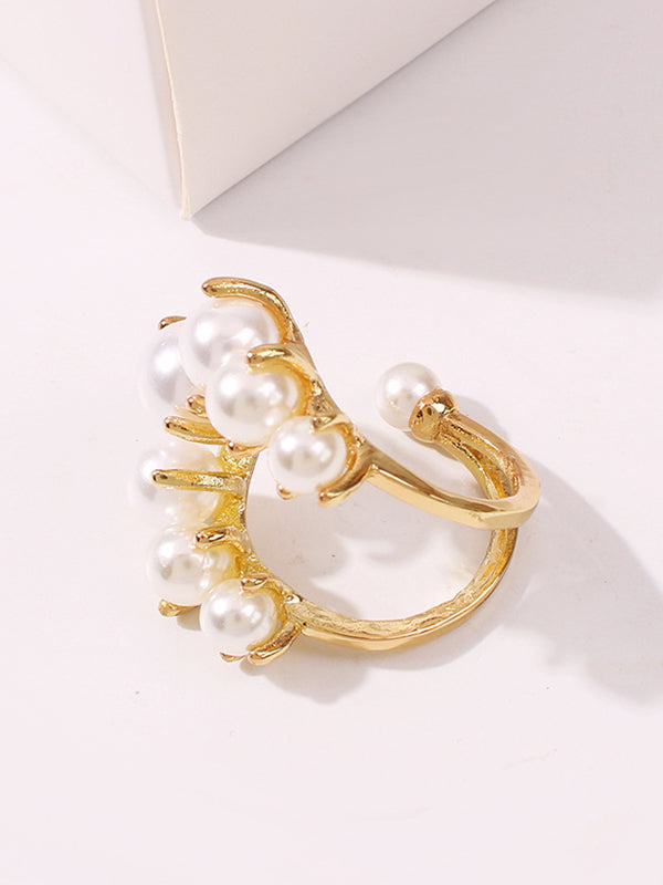 Adjustable Geometric Imitation Pearl Rings Accessories