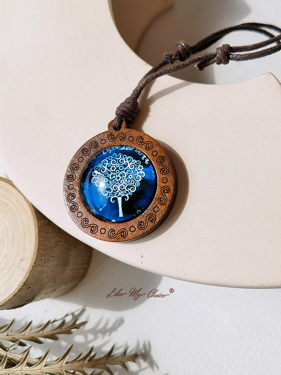 LikeMyChoice? Tree of Life Art Glass Tile Pendant Necklace