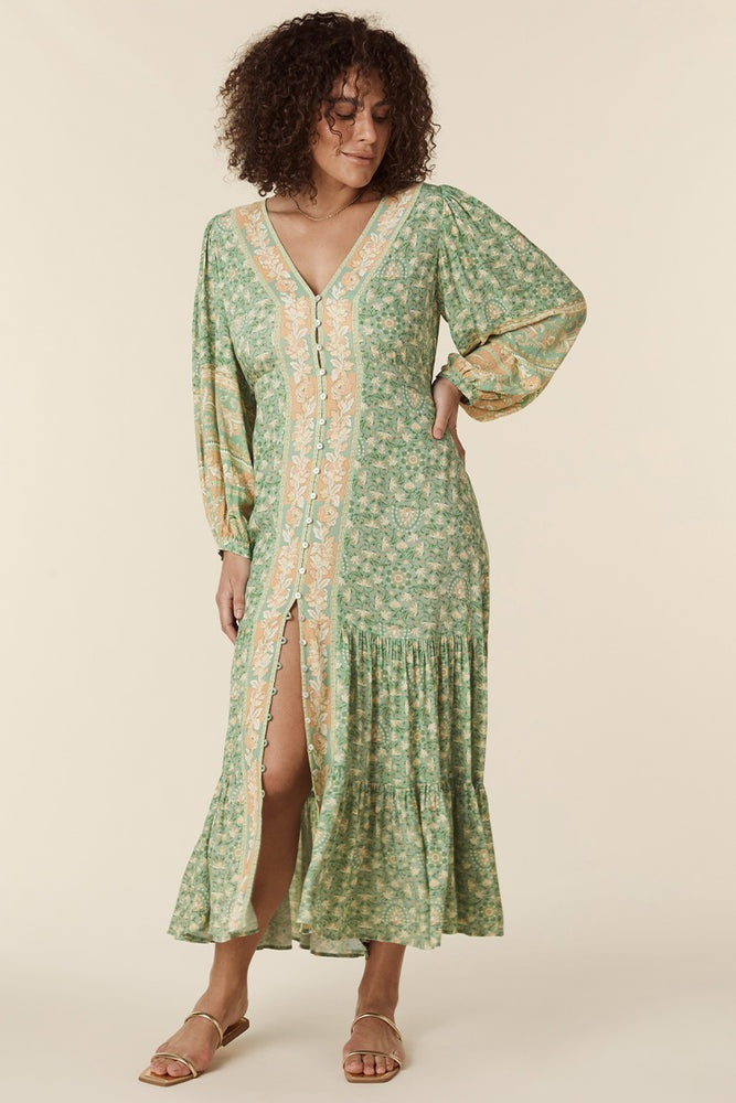 Ina Splice Printed Button Up Maxi Gown Dress