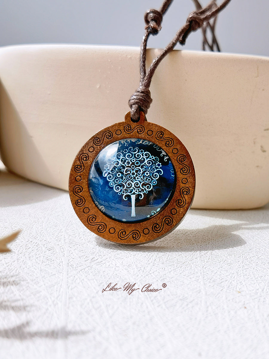 LikeMyChoice? Tree of Life Art Glass Tile Pendant Necklace