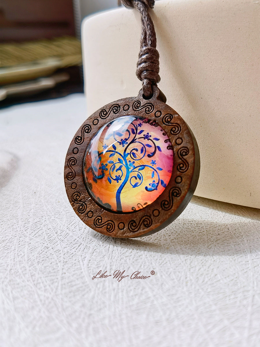 LikeMyChoice? Tree of Life Art Glass Tile Pendant Necklace