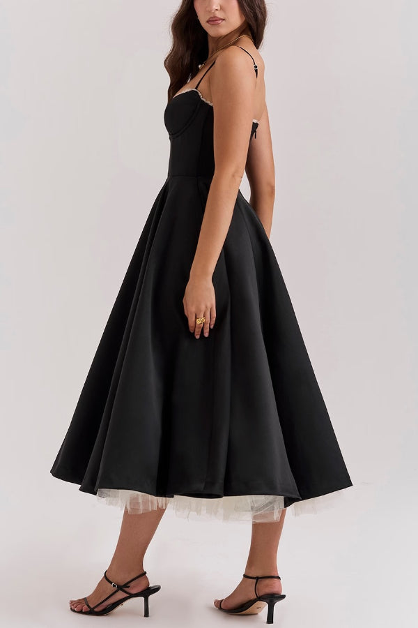 Suspender V-Neck Sleeveless Tutu Maxi Dress