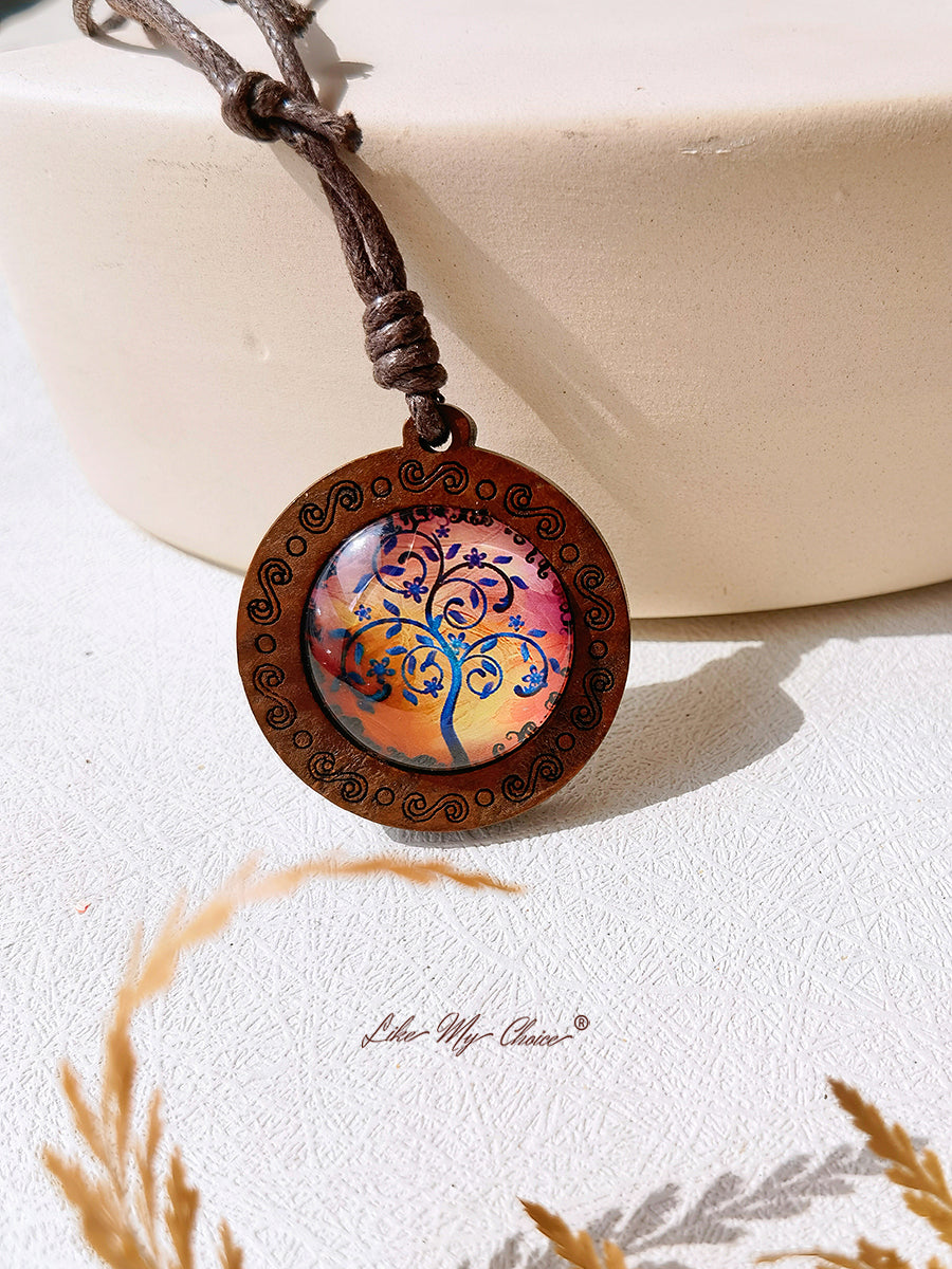 LikeMyChoice? Tree of Life Art Glass Tile Pendant Necklace