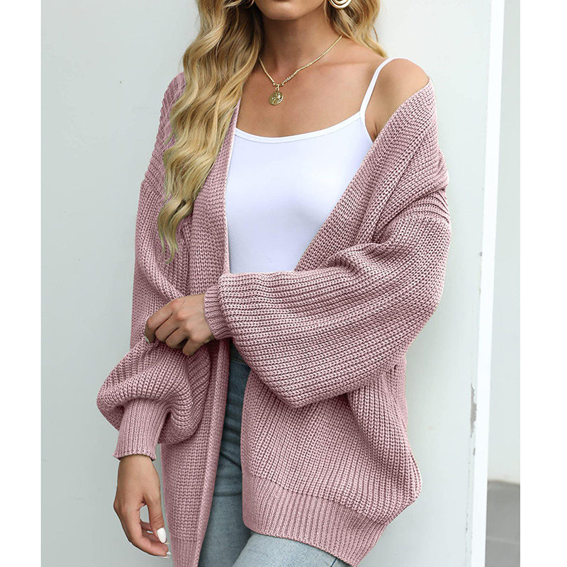 Thick Needle Knitted Sweater Cardigan With Pocket