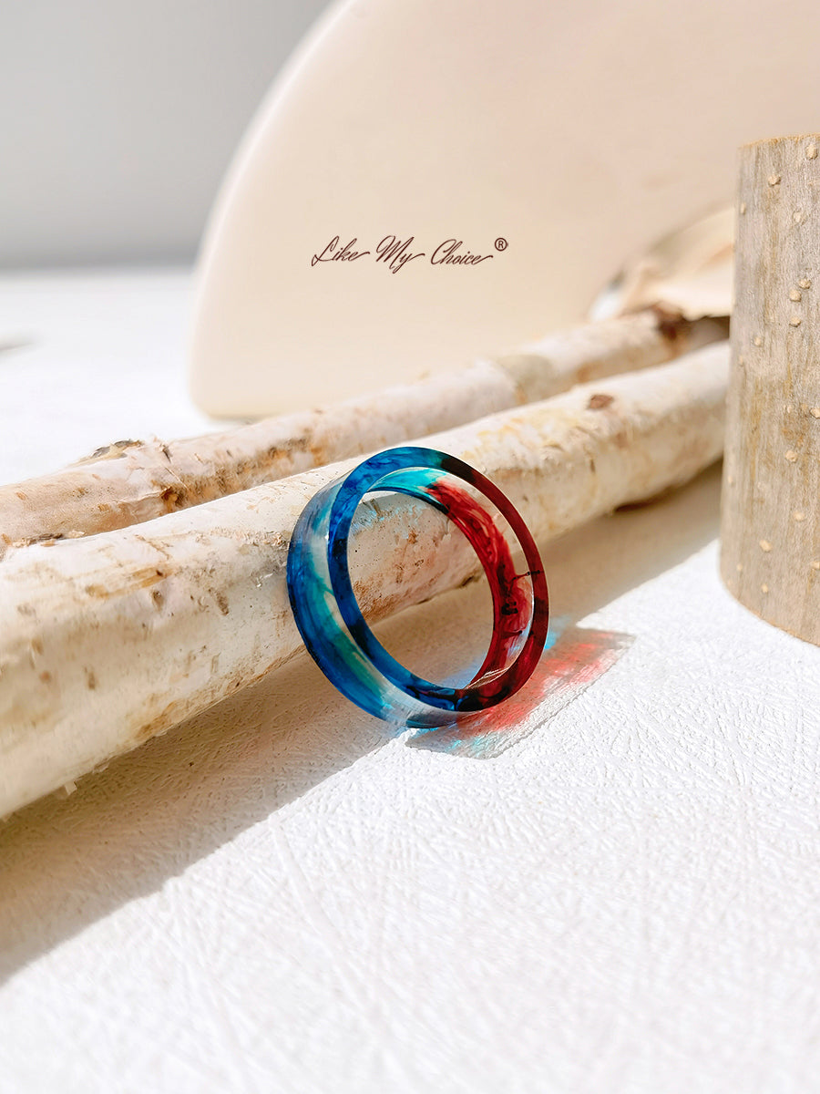 Ice and Fire Crystal Stained Resin Ring