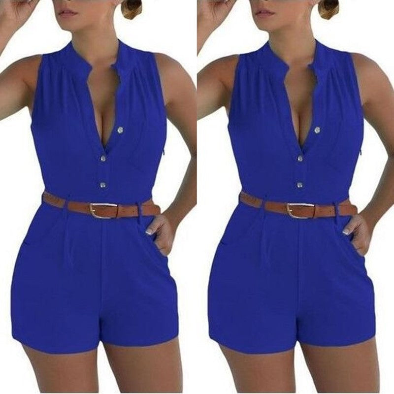 Sexy Women’s Loose Slim Fit Casual Jumpsuit Shorts With Belt – Trendy Summer Fashion