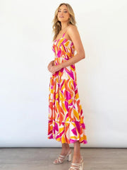 Andrea Printed Shirred Bodice Tiered Maxi Sundress