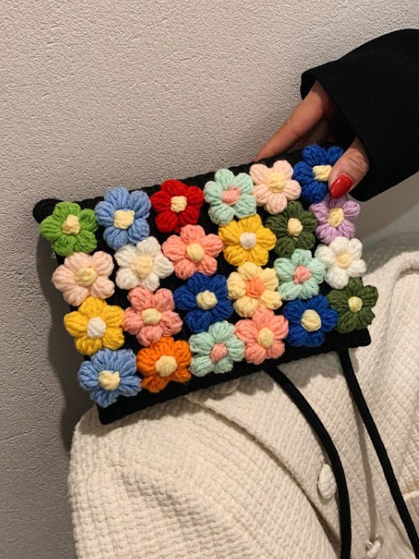 Flower Print Knitted Flower Bags Crossbody Bags