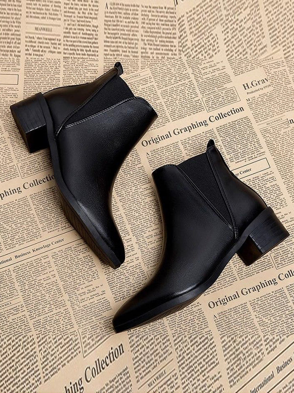 Elasticity Pointed-Toe Solid Color Split-Joint Boots Chelsea Boots